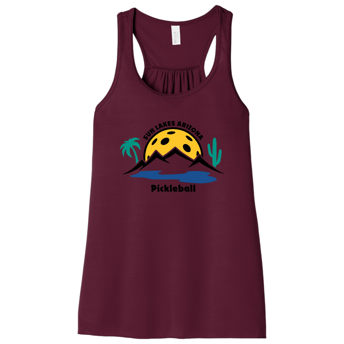 Sun Lakes Womens Flowy Racerbacks Large Logo