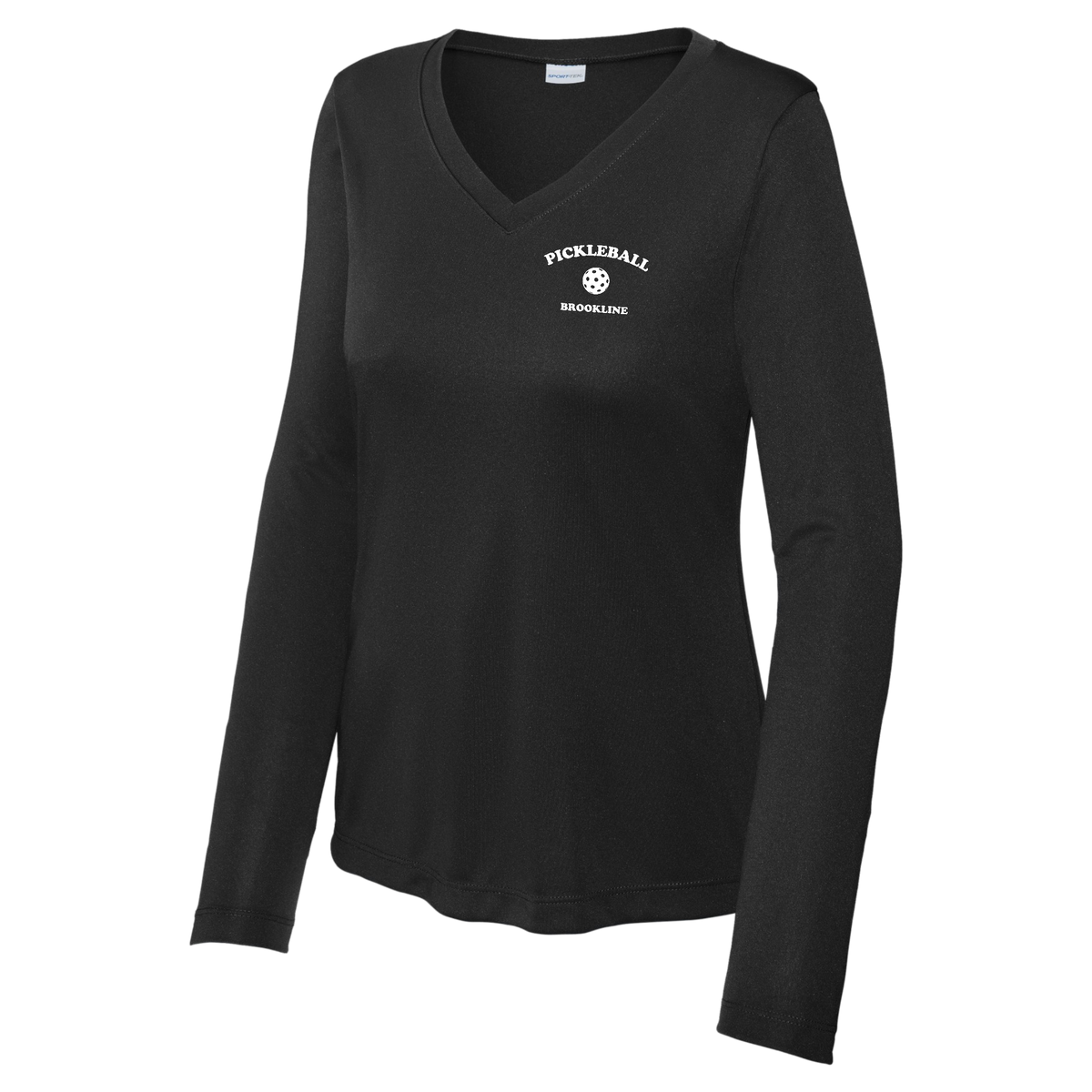 Brookline Womens Performance Long Sleeve V Neck Shirt Small Logo