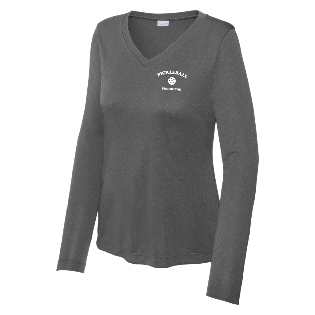 Brookline Womens Performance Long Sleeve V Neck Shirt Small Logo