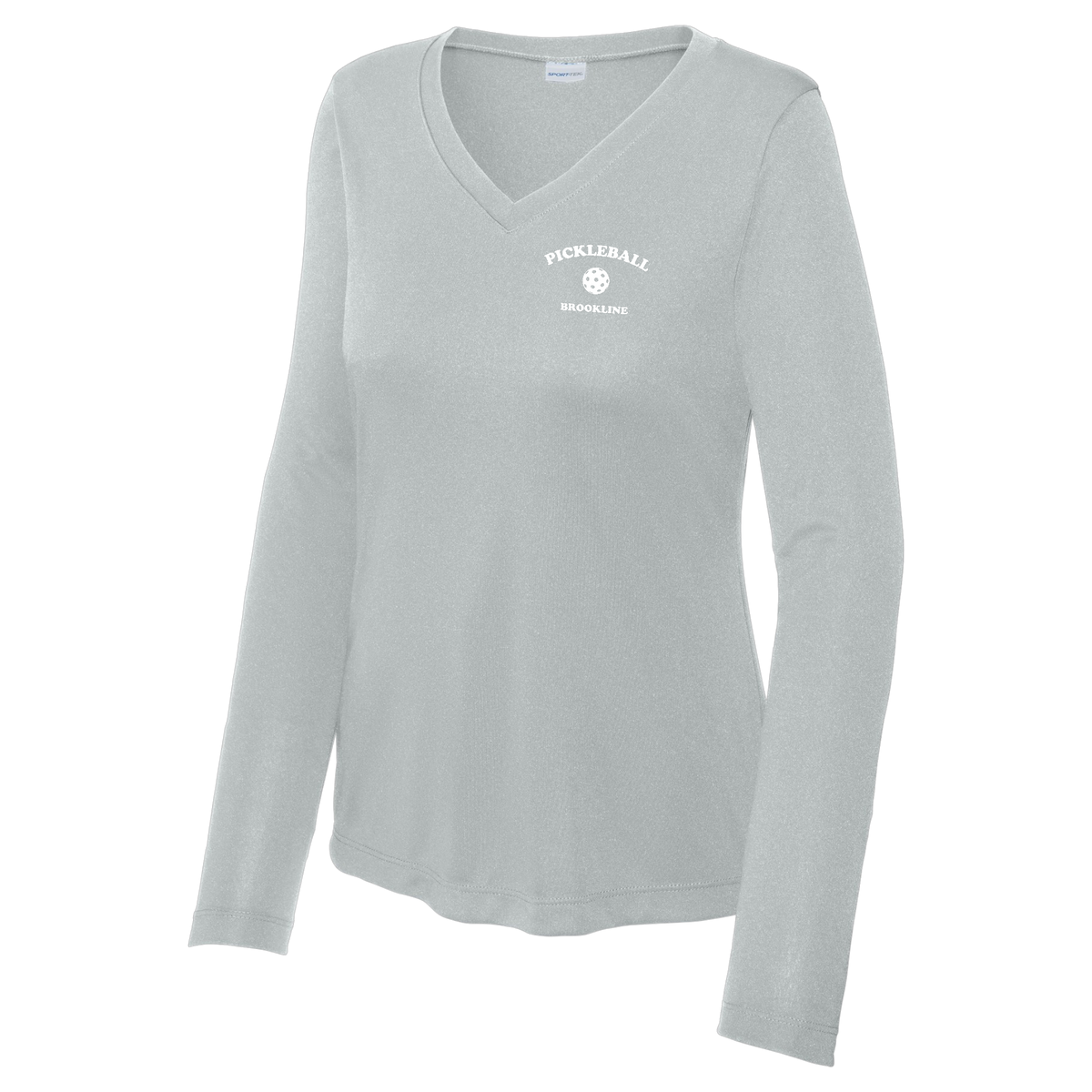 Brookline Womens Performance Long Sleeve V Neck Shirt Small Logo