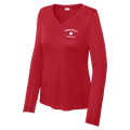 Brookline Womens Performance Long Sleeve V Neck Shirt Small Logo