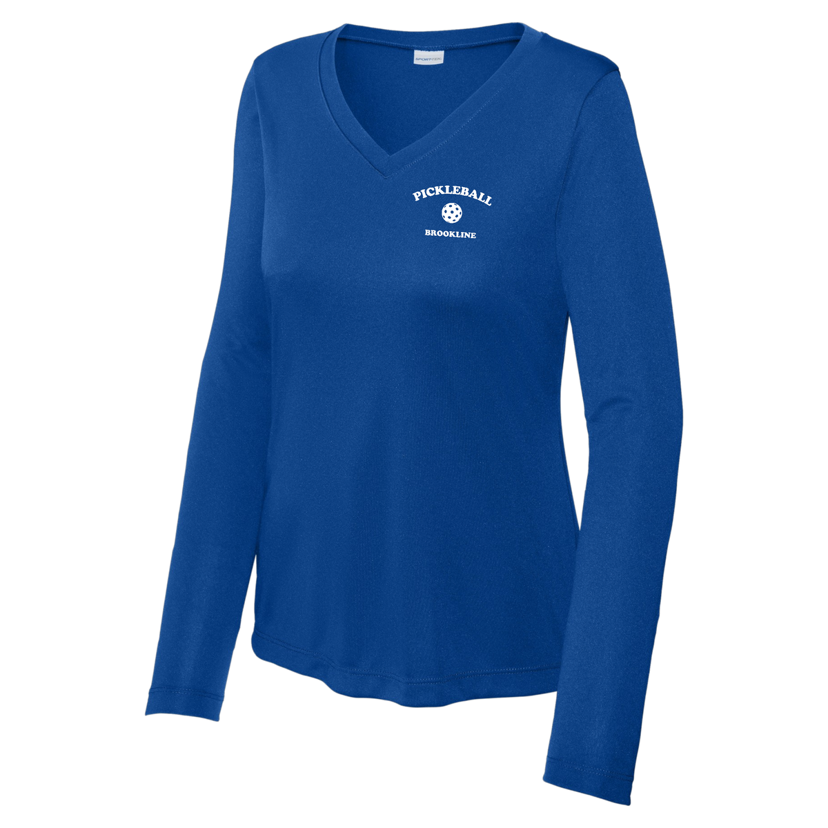 Brookline Womens Performance Long Sleeve V Neck Shirt Small Logo