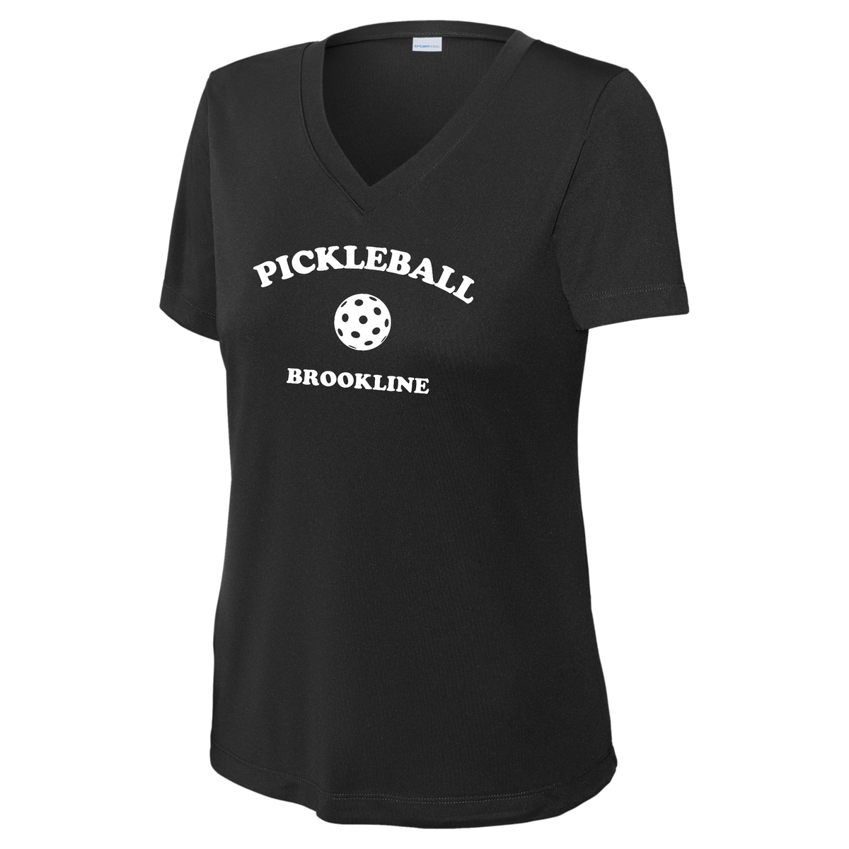 Brookline Womens Short Sleeve V Neck Performance Large Logo