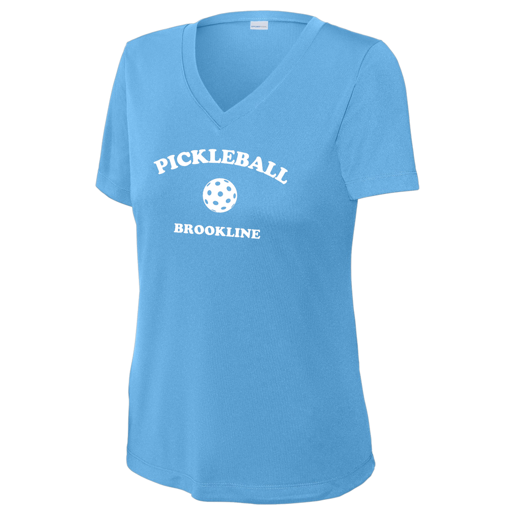 Brookline Womens Short Sleeve V Neck Performance Large Logo
