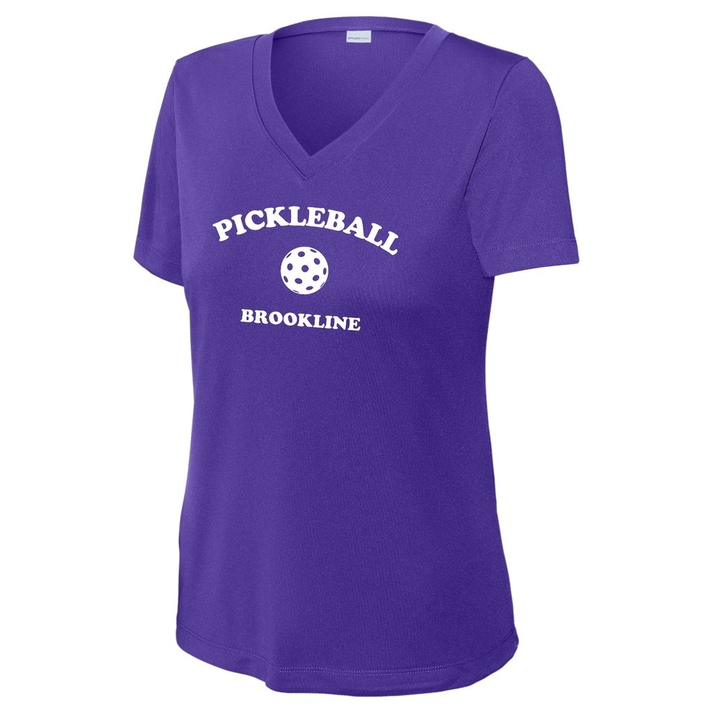 Brookline Womens Short Sleeve V Neck Performance Large Logo