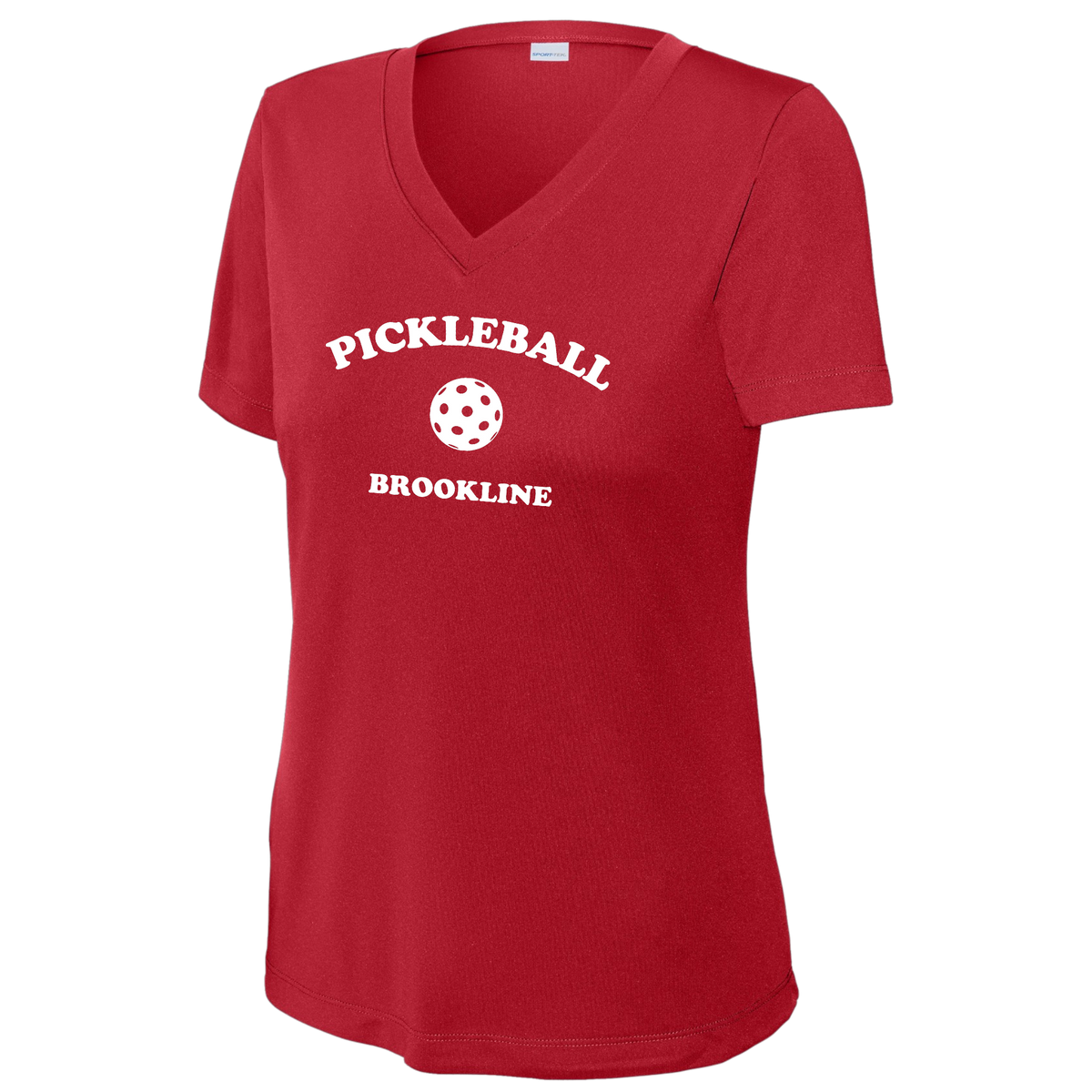 Brookline Womens Short Sleeve V Neck Performance Large Logo