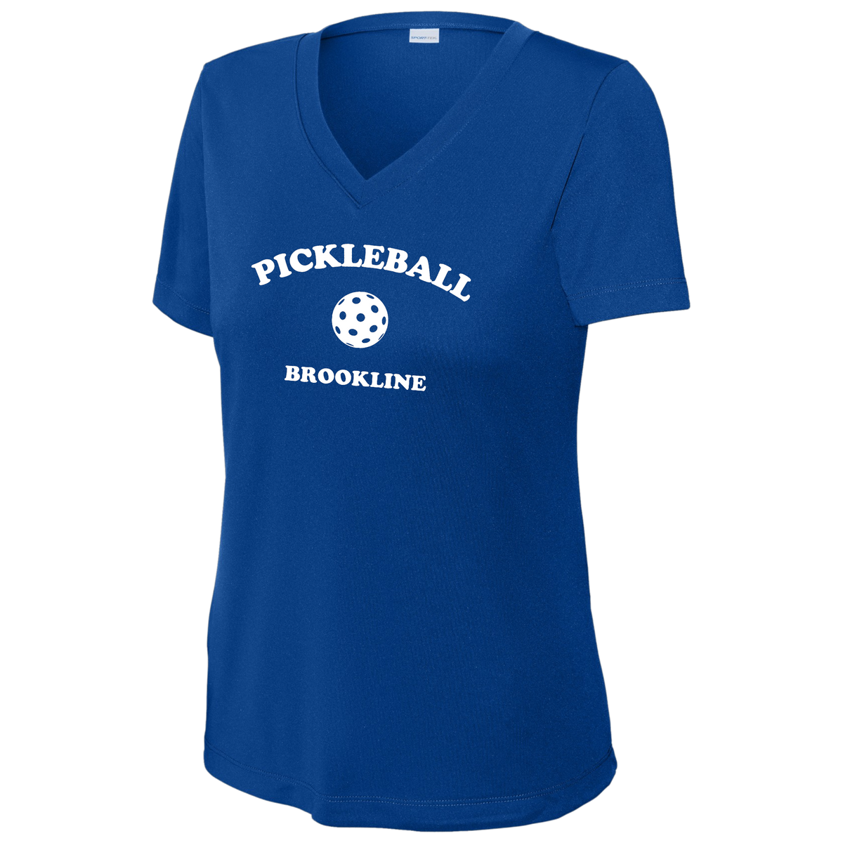 Brookline Womens Short Sleeve V Neck Performance Large Logo