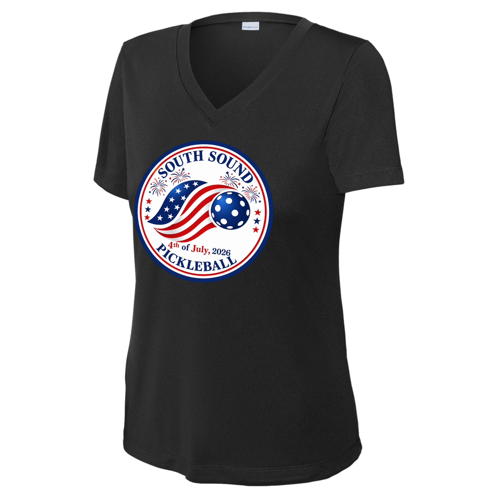 SSPC Womens Short Sleeve Performance V Neck 4th of July