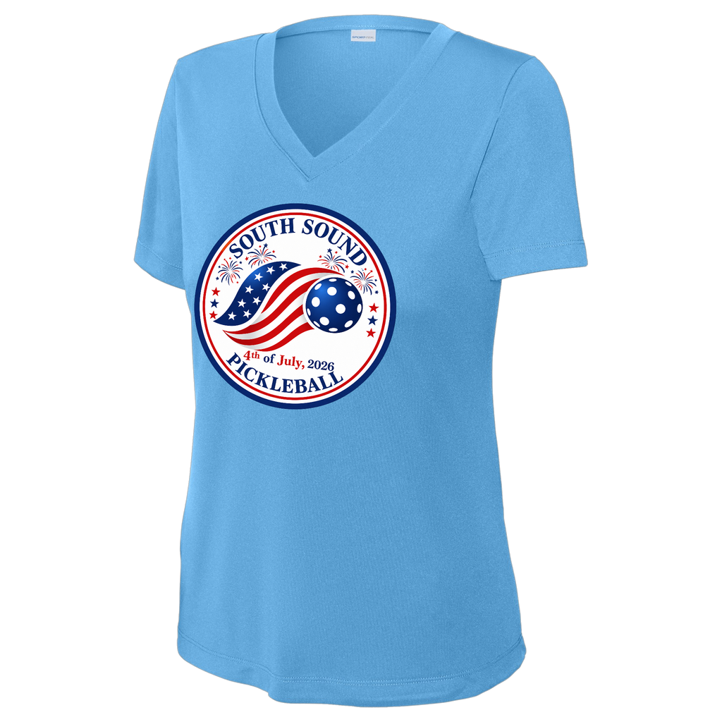 SSPC Womens Short Sleeve Performance V Neck 4th of July
