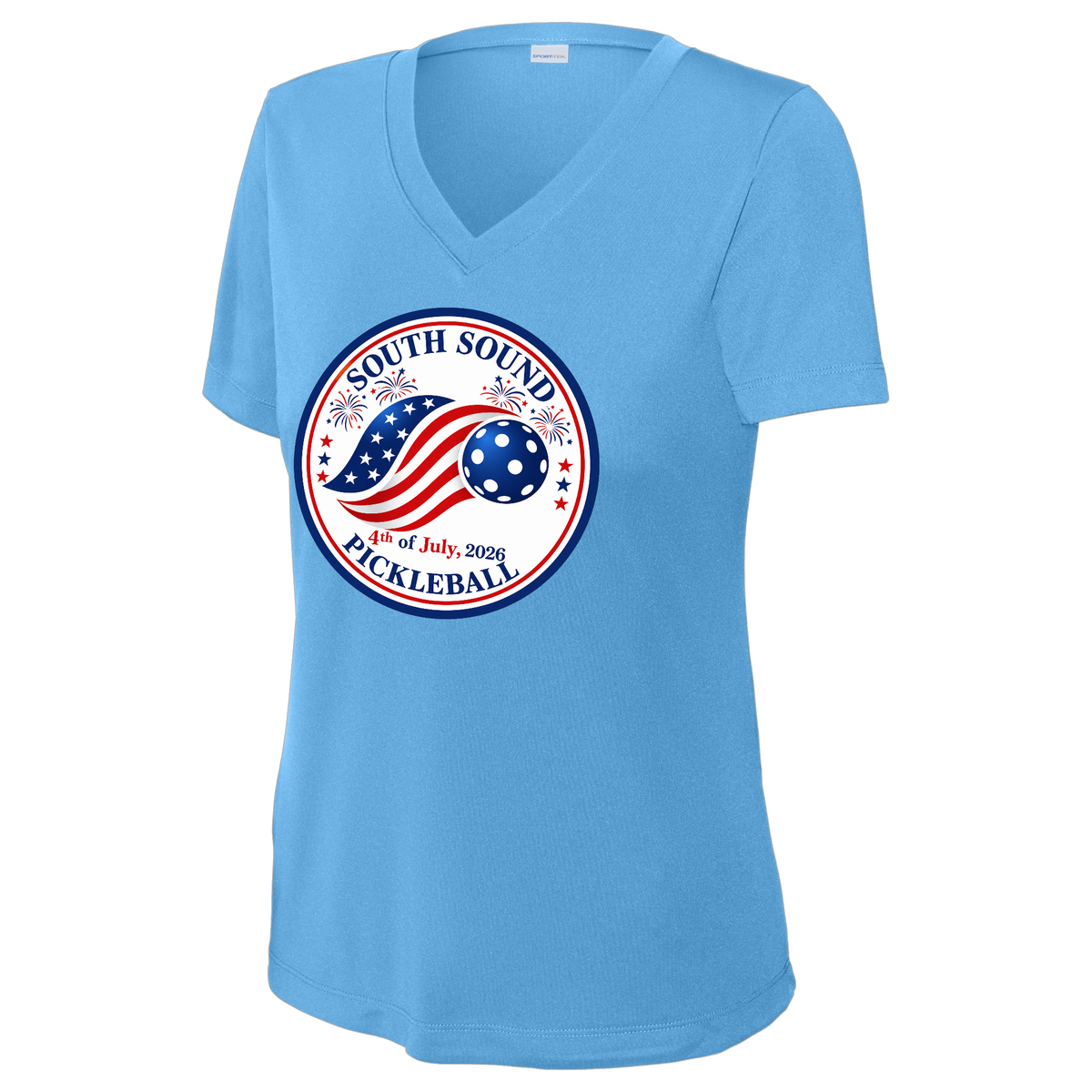SSPC Womens Short Sleeve Performance V Neck 4th of July
