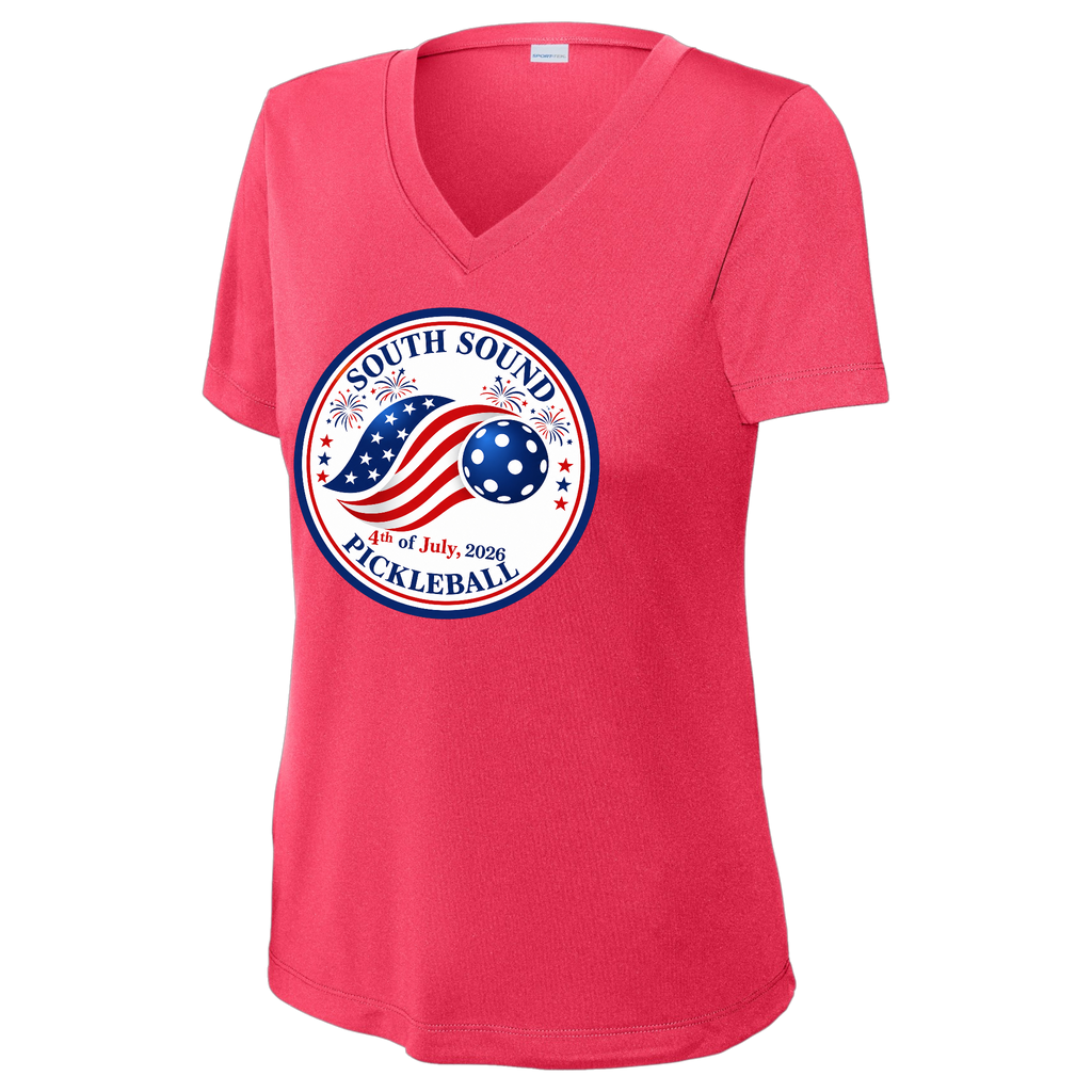 SSPC Womens Short Sleeve Performance V Neck 4th of July