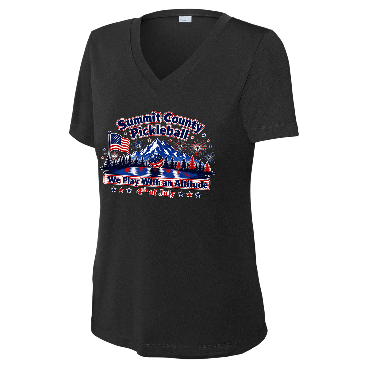 Summit Womens Short Sleeve Performance V Neck 4th of July