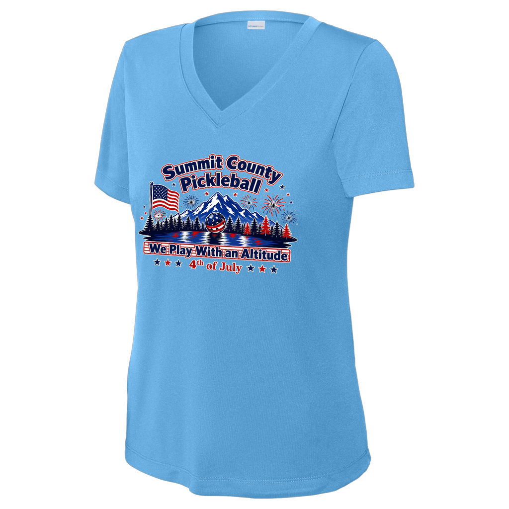 Summit Womens Short Sleeve Performance V Neck 4th of July