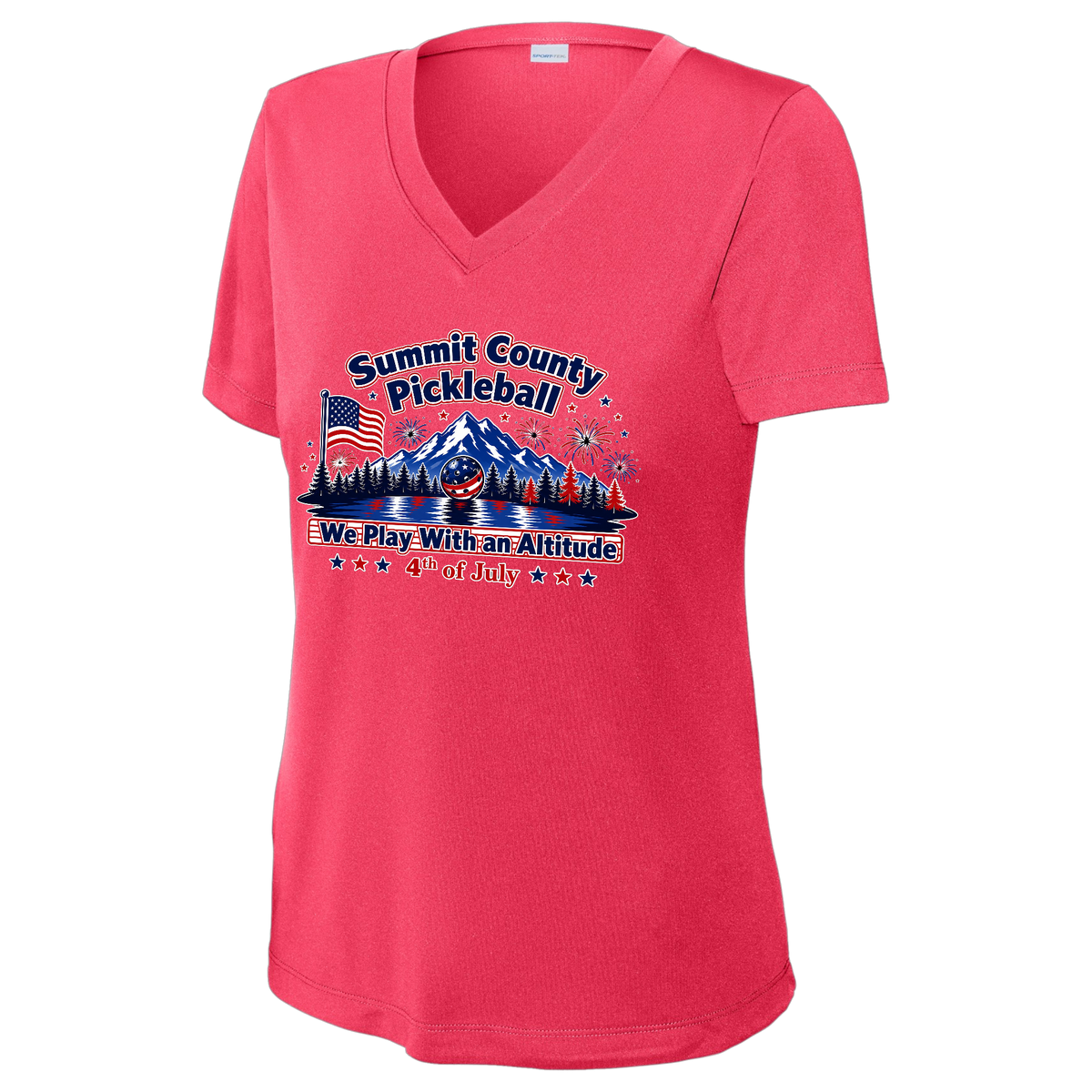 Summit Womens Short Sleeve Performance V Neck 4th of July