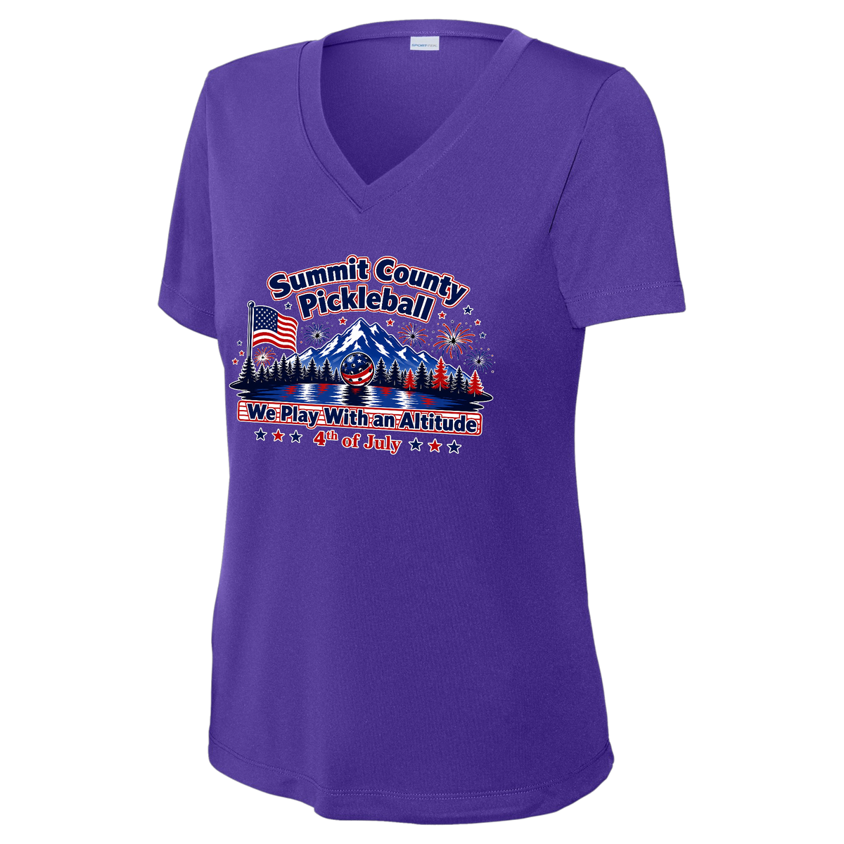 Summit Womens Short Sleeve Performance V Neck 4th of July