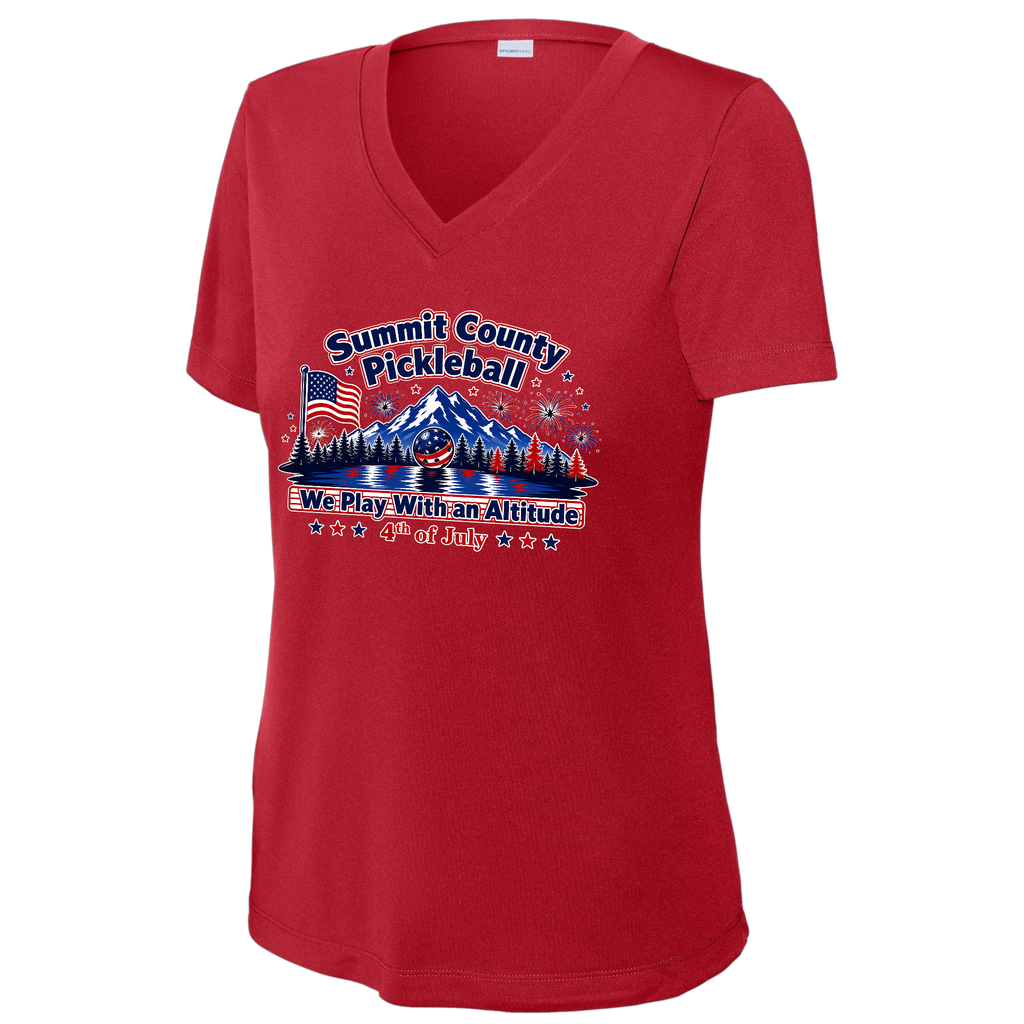 Summit Womens Short Sleeve Performance V Neck 4th of July