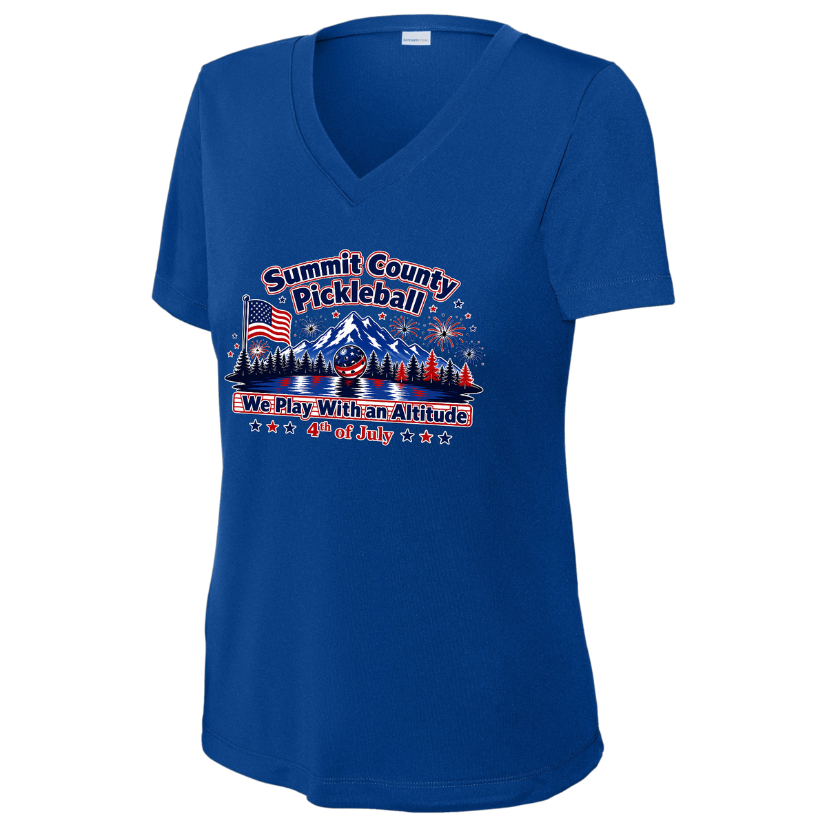 Summit Womens Short Sleeve Performance V Neck 4th of July