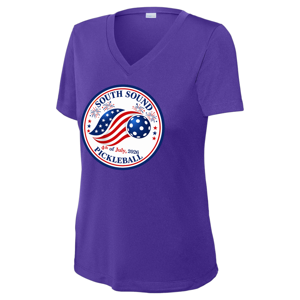 SSPC Womens Short Sleeve Performance V Neck 4th of July