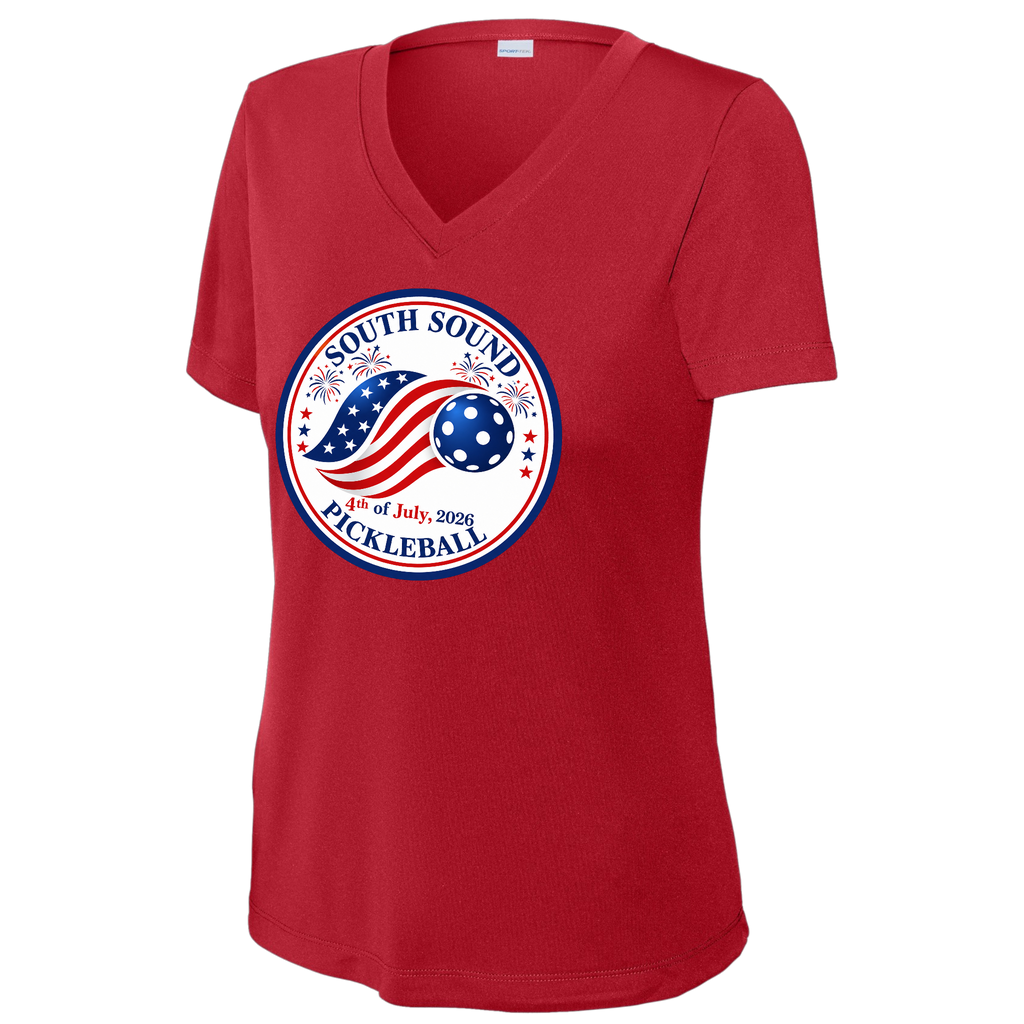 SSPC Womens Short Sleeve Performance V Neck 4th of July