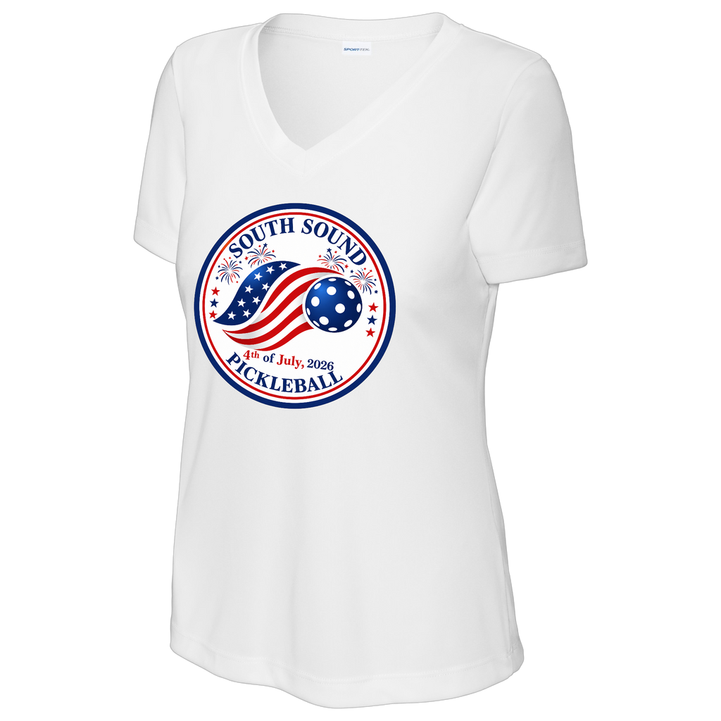 SSPC Womens Short Sleeve Performance V Neck 4th of July