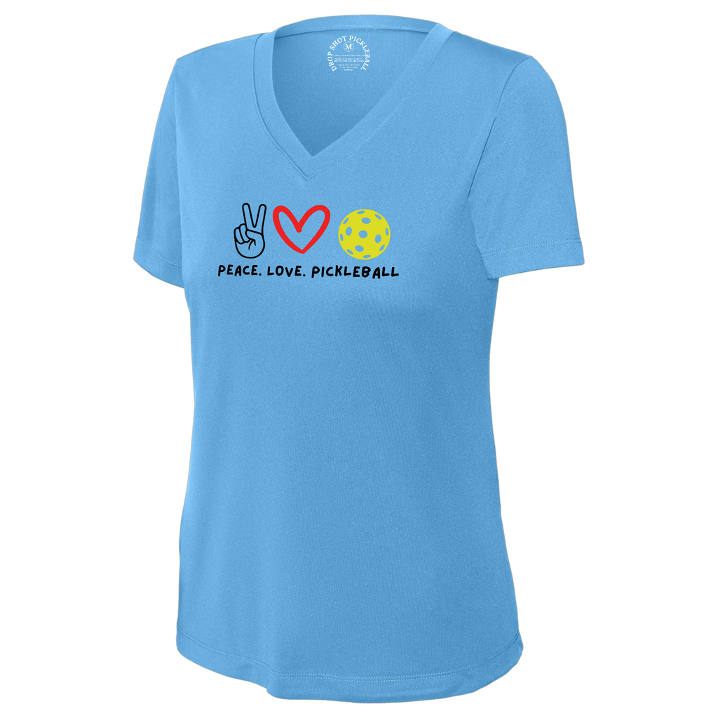Peace Love Womens Short Sleeve V Neck Performance
