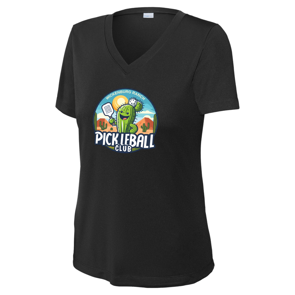 Wickenburg Womens Short Sleeve V Neck Performance Large Logo