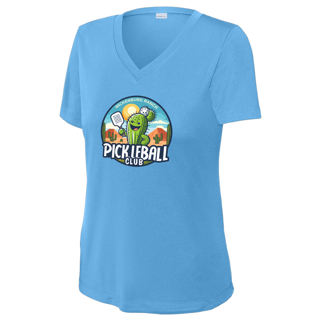 Wickenburg Womens Short Sleeve V Neck Performance Large Logo