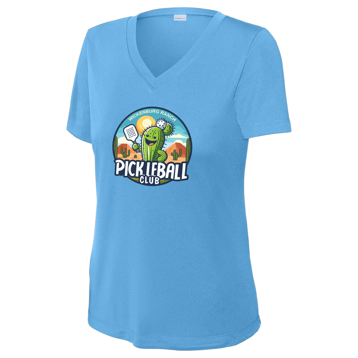 Wickenburg Womens Short Sleeve V Neck Performance Large Logo
