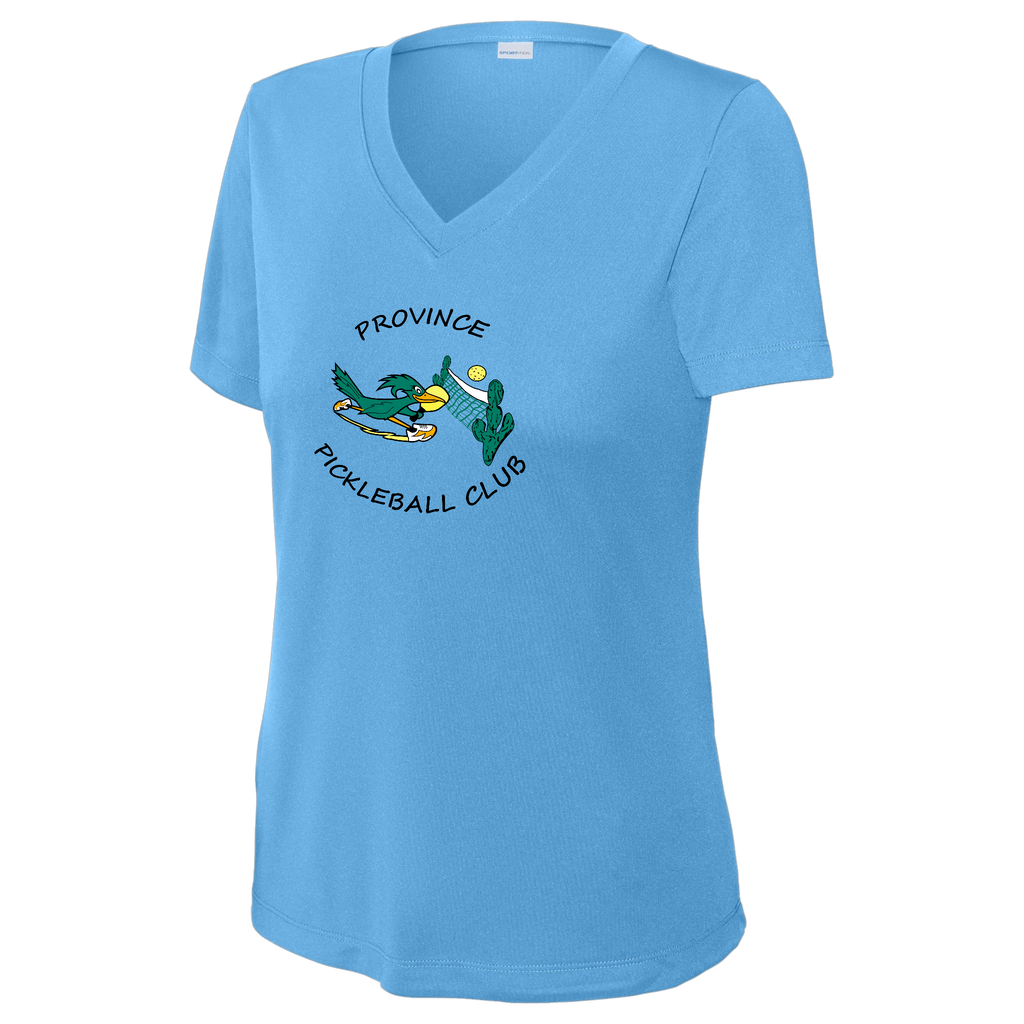 Province Womens Short Sleeve V Neck Performance Large Logo