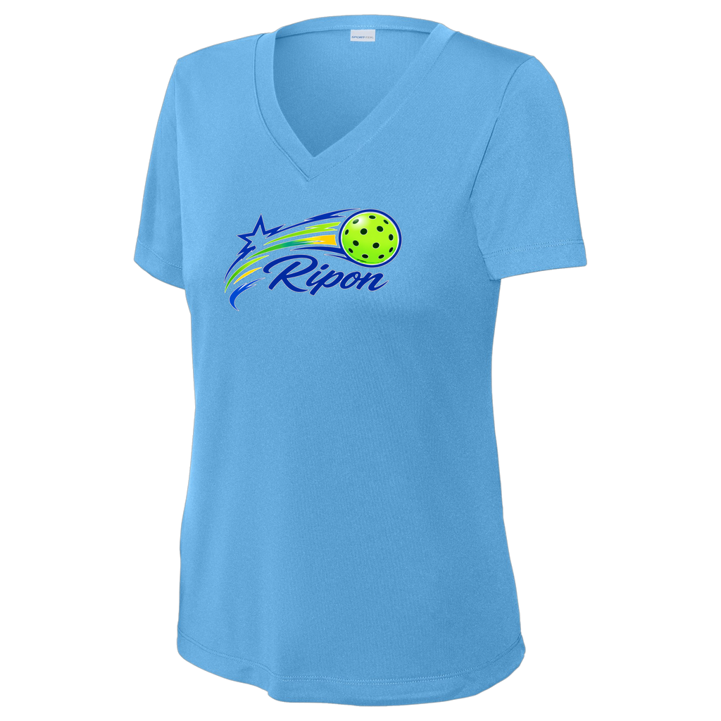 Ripon Womens Short Sleeve V Neck Performance Large Logo