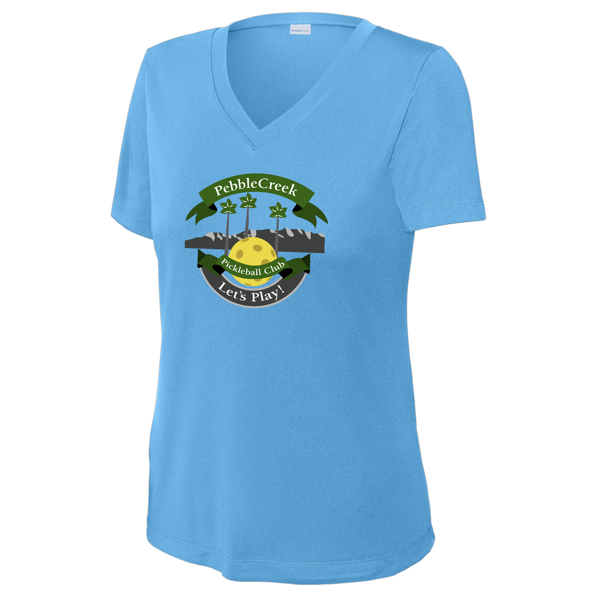PebbleCreek Womens Short Sleeve V Neck Performance Large Main Logo
