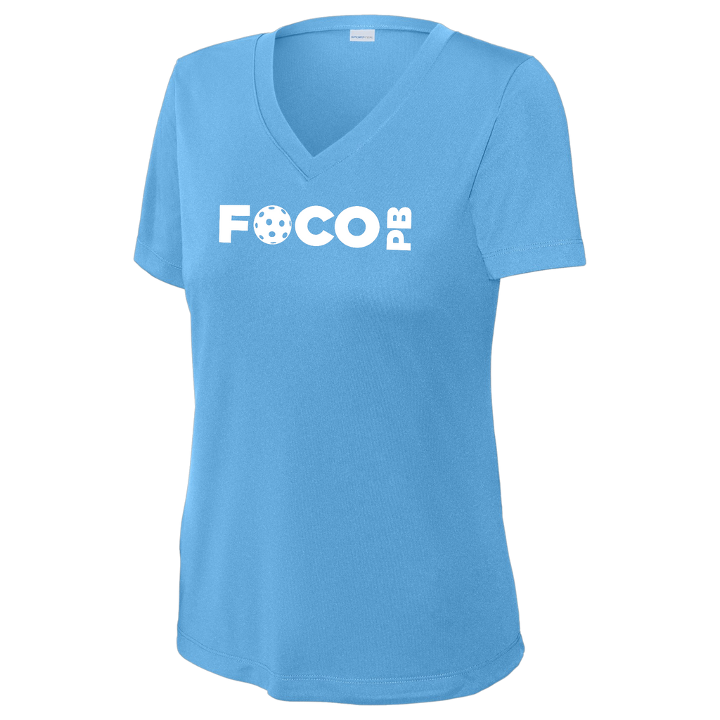 FOCO Womens Short Sleeve V Neck Performance Large Logo