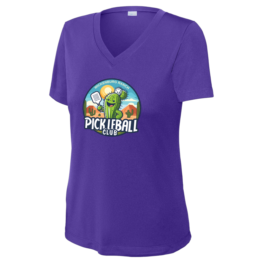 Wickenburg Womens Short Sleeve V Neck Performance Large Logo