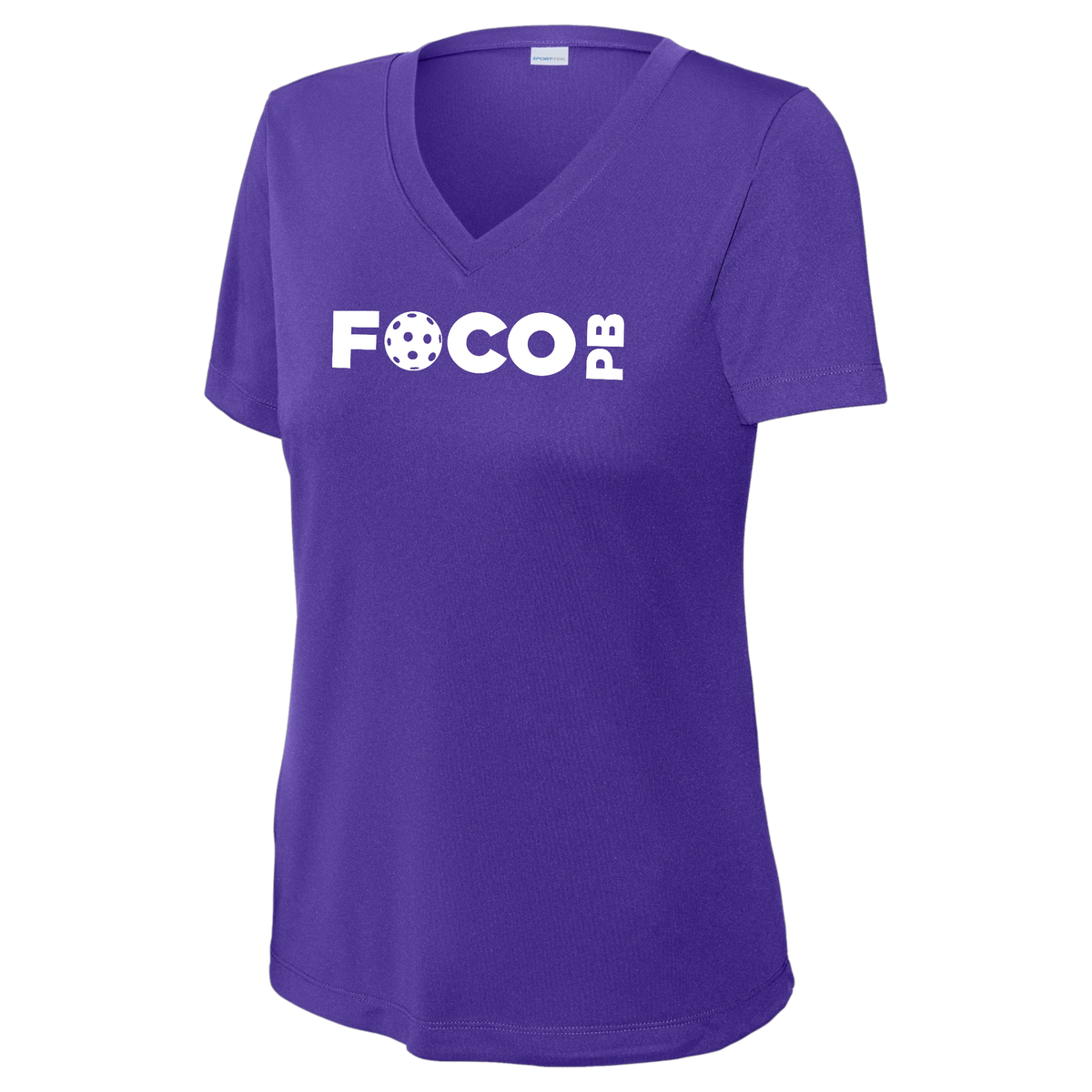 FOCO Womens Short Sleeve V Neck Performance Large Logo