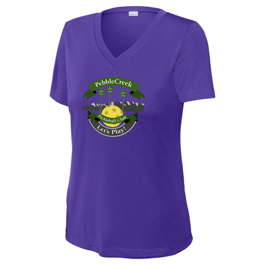 PebbleCreek Womens Short Sleeve V Neck Performance Large Main Logo