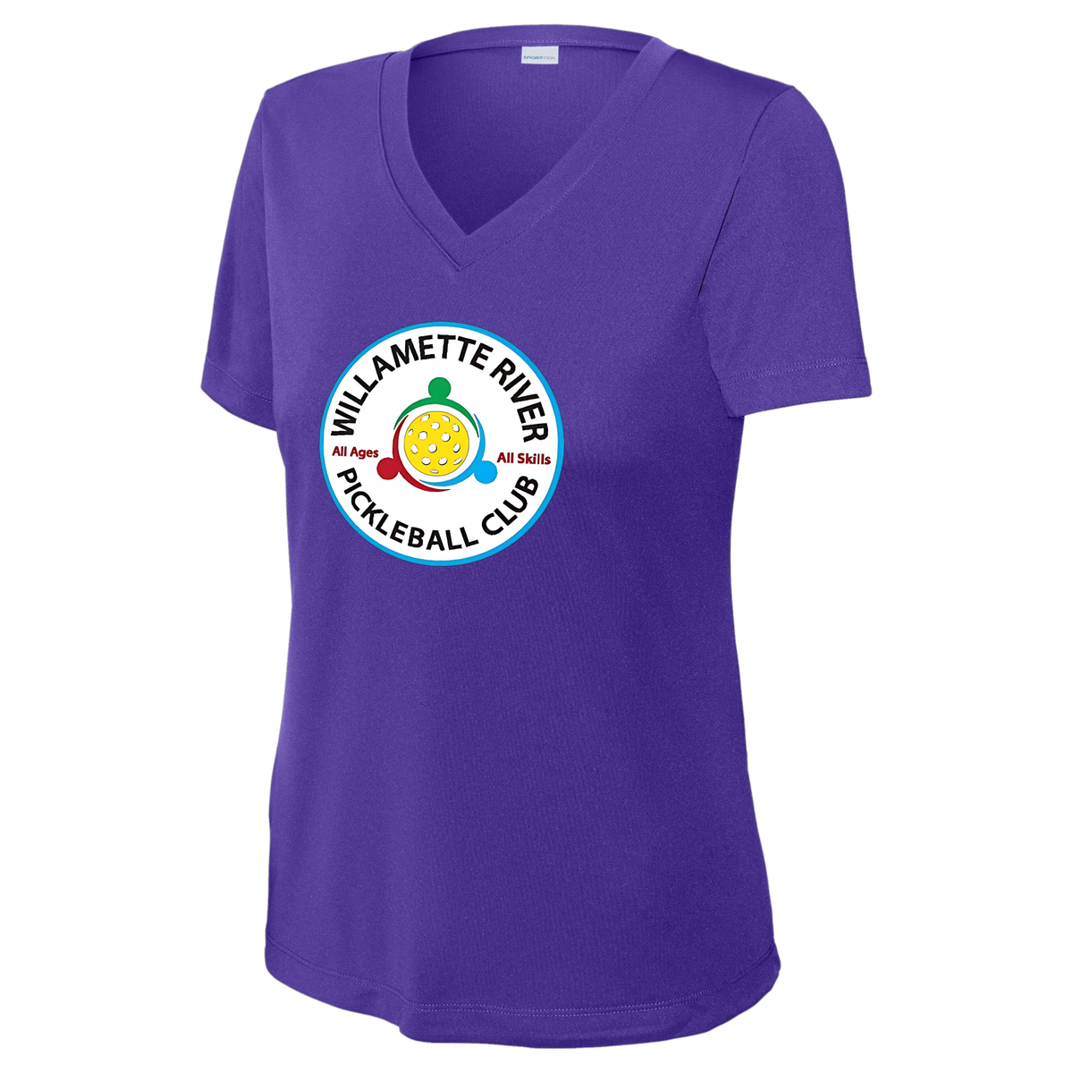 Willamette Womens Performance Short Sleeve V Neck Large Logo