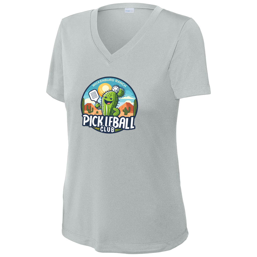 Wickenburg Womens Short Sleeve V Neck Performance Large Logo