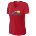 Ripon Womens Short Sleeve V Neck Performance Large Logo