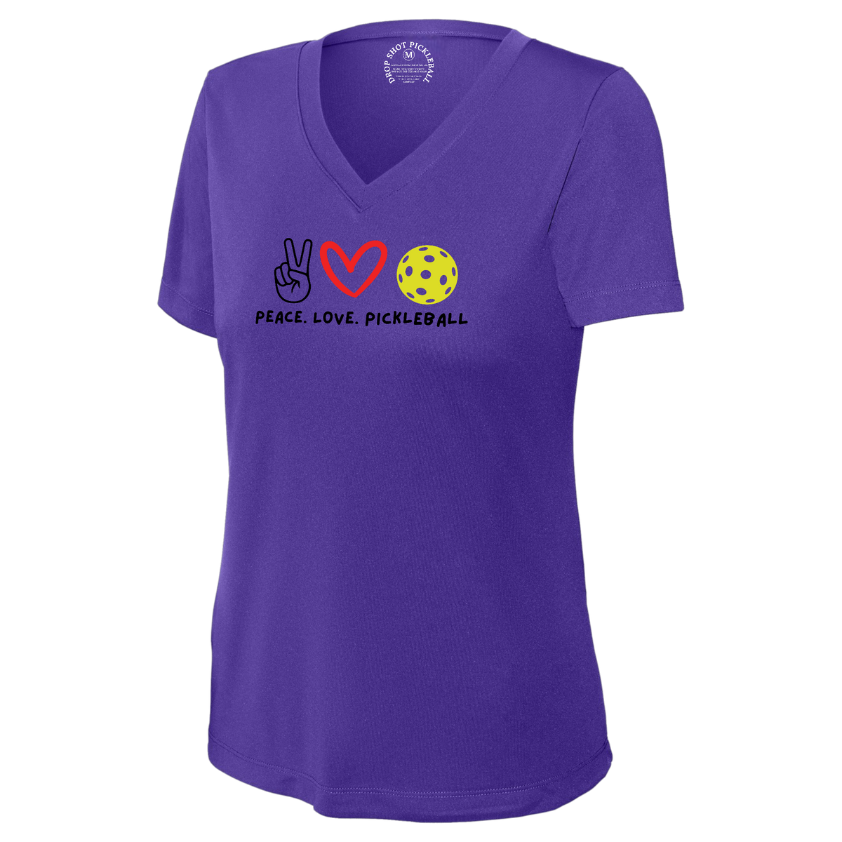 Peace Love Womens Short Sleeve V Neck Performance