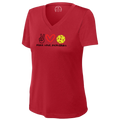 Peace Love Womens Short Sleeve V Neck Performance