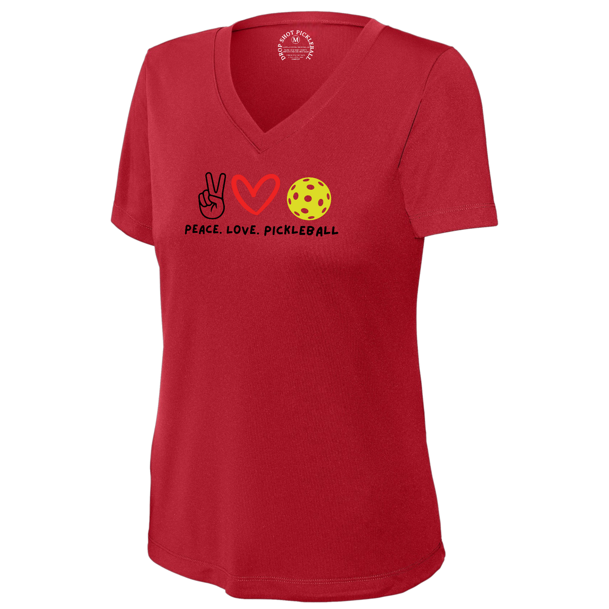 Peace Love Womens Short Sleeve V Neck Performance