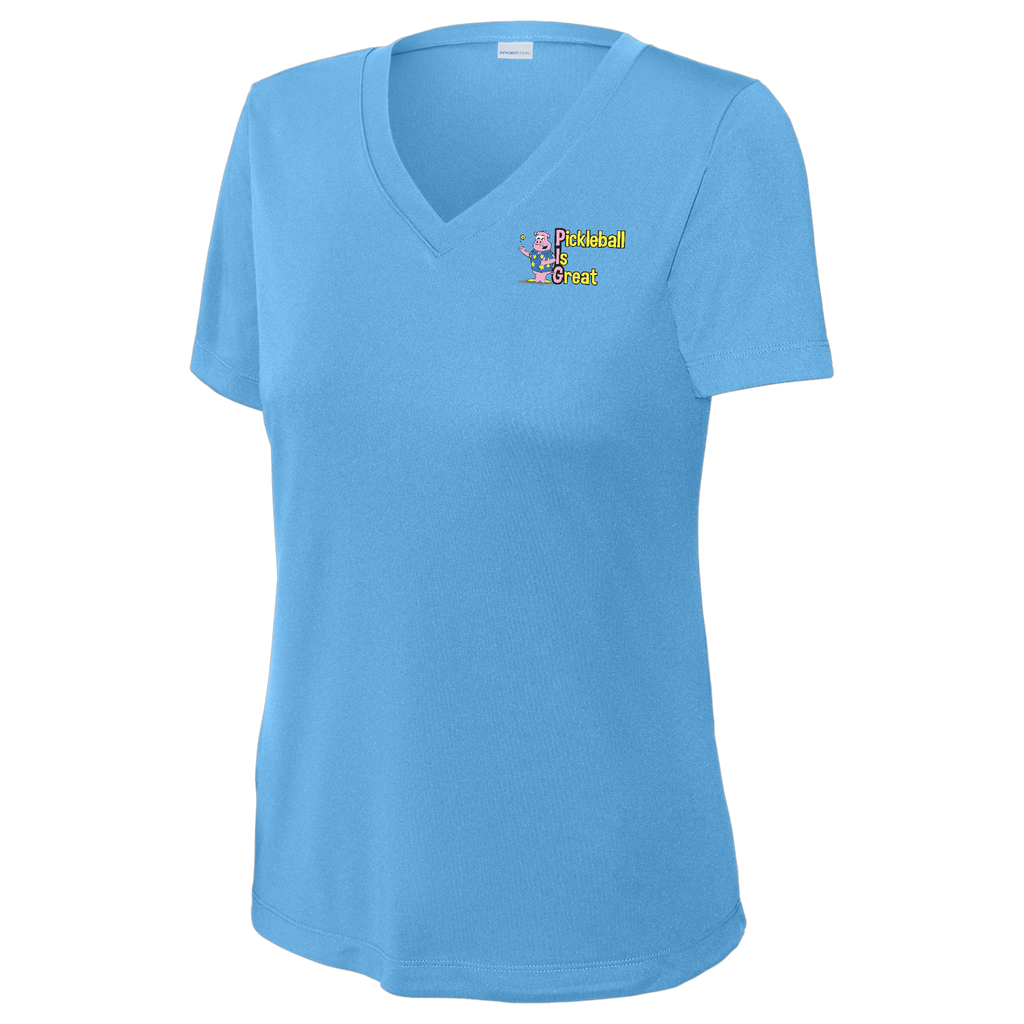Pickleball is Great V Neck Performance Front and Back Logos