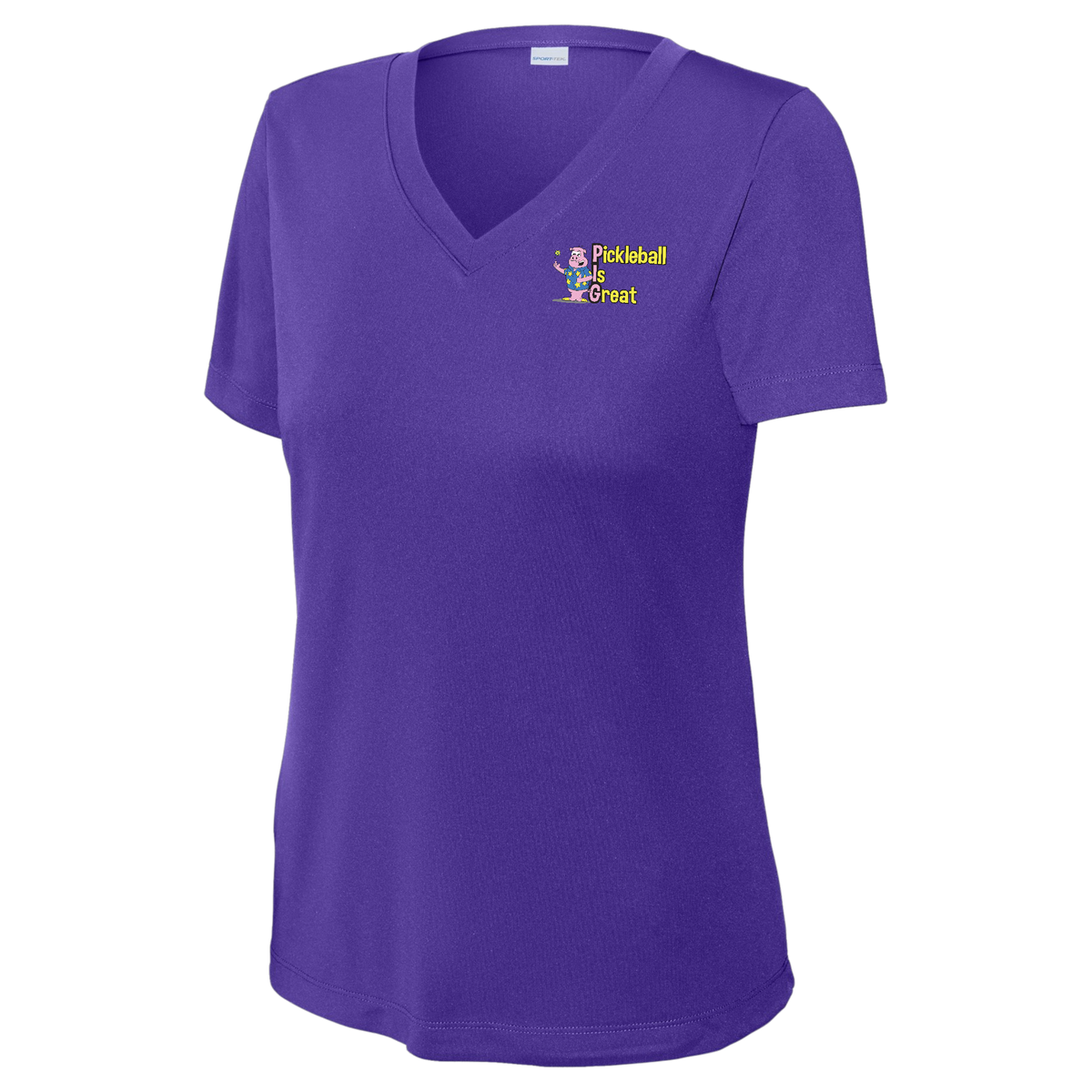Pickleball is Great V Neck Performance Front and Back Logos