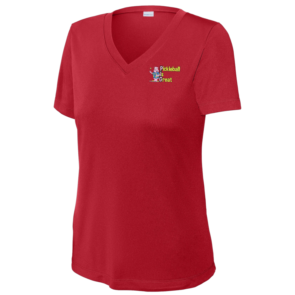 Pickleball is Great V Neck Performance Front and Back Logos