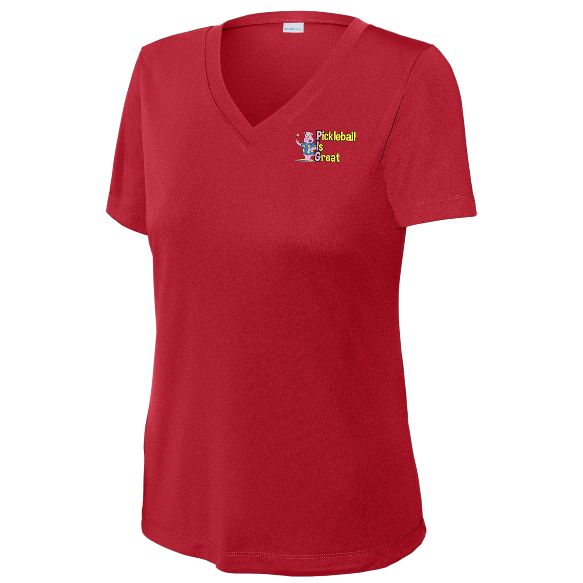 Pickleball is Great V Neck Performance Front and Back Logos