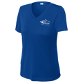 Shasta Womens Short Sleeve V Neck Performance Small Main Logo