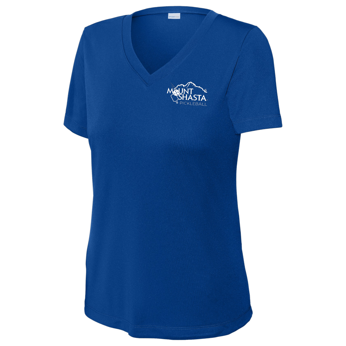 Shasta Womens Short Sleeve V Neck Performance Small Main Logo