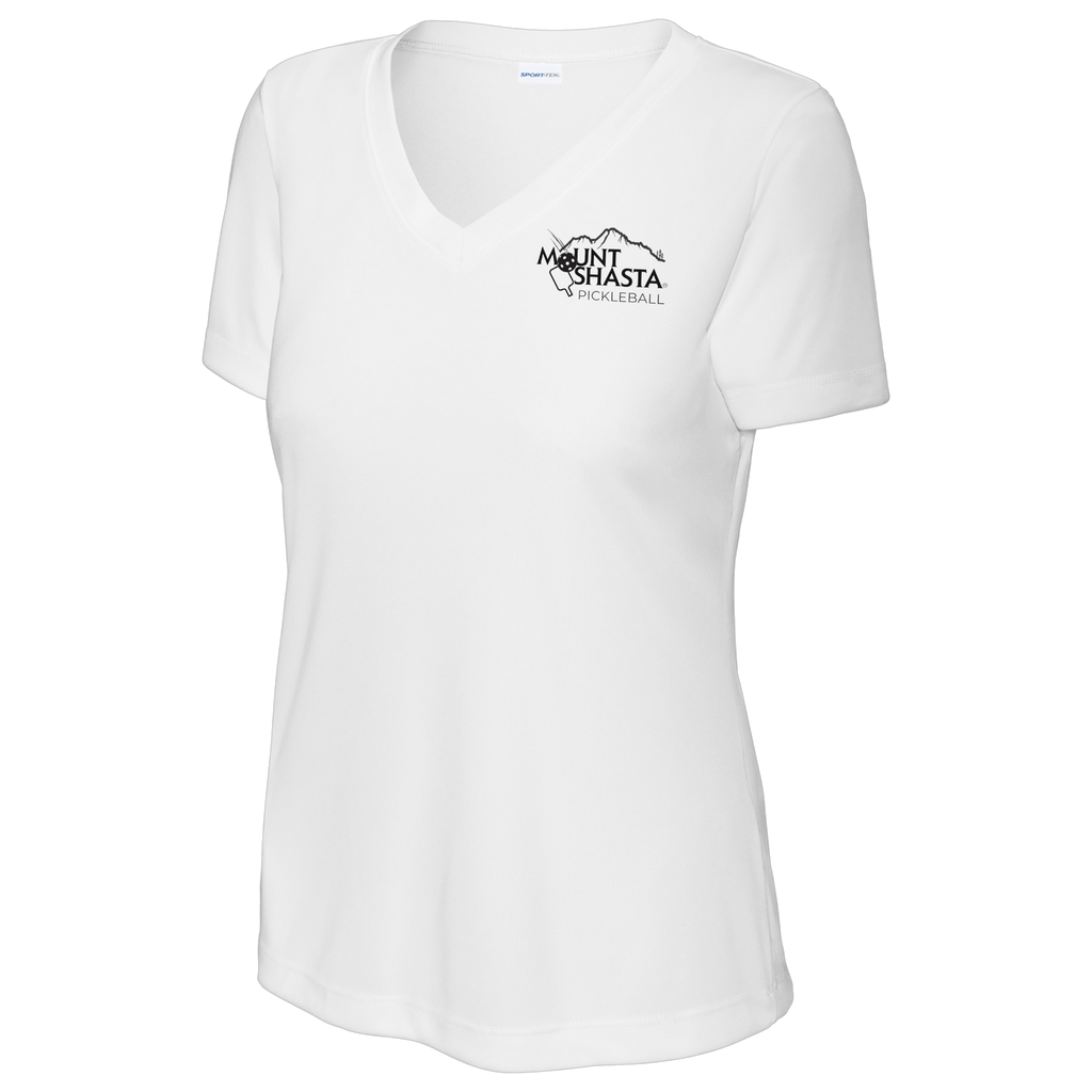 Shasta Womens Short Sleeve V Neck Performance Small Main Logo