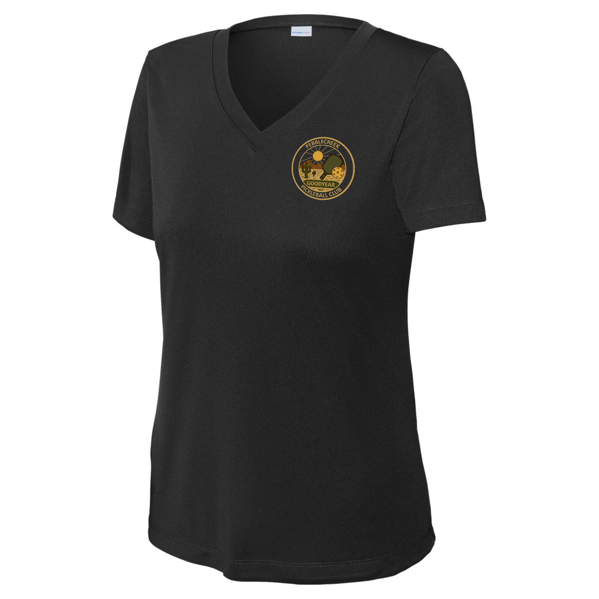 PebbleCreek Womens Short Sleeve V Neck Performance Small Alt Logo