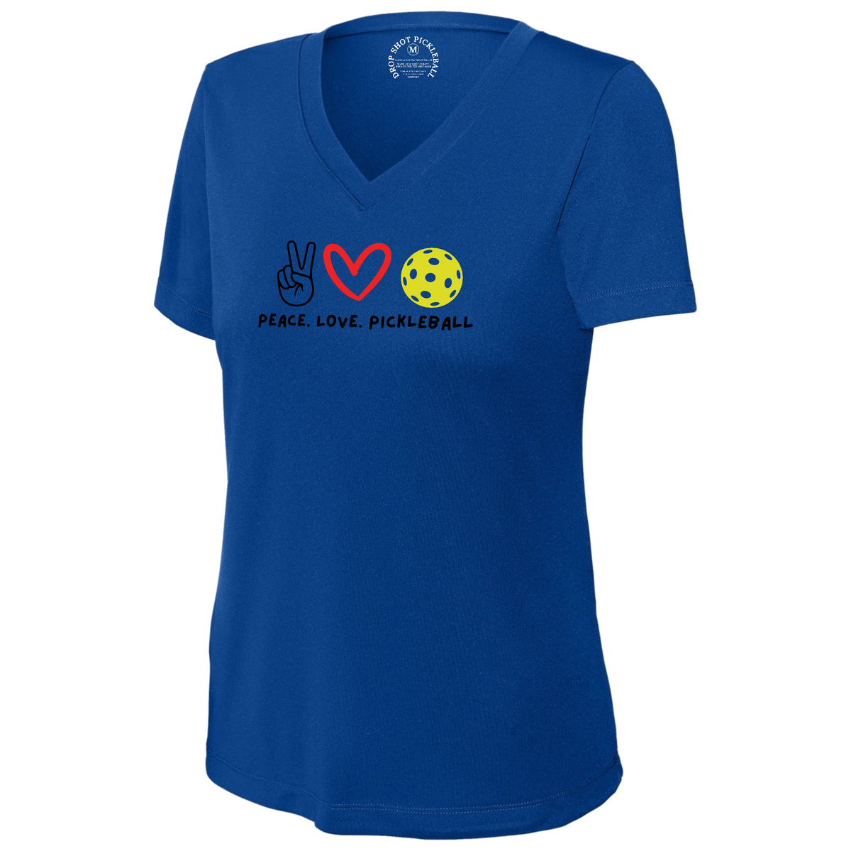 Peace Love Womens Short Sleeve V Neck Performance